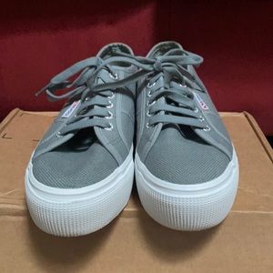 Like New Gray Superga Platform Sneakers - Size 8
